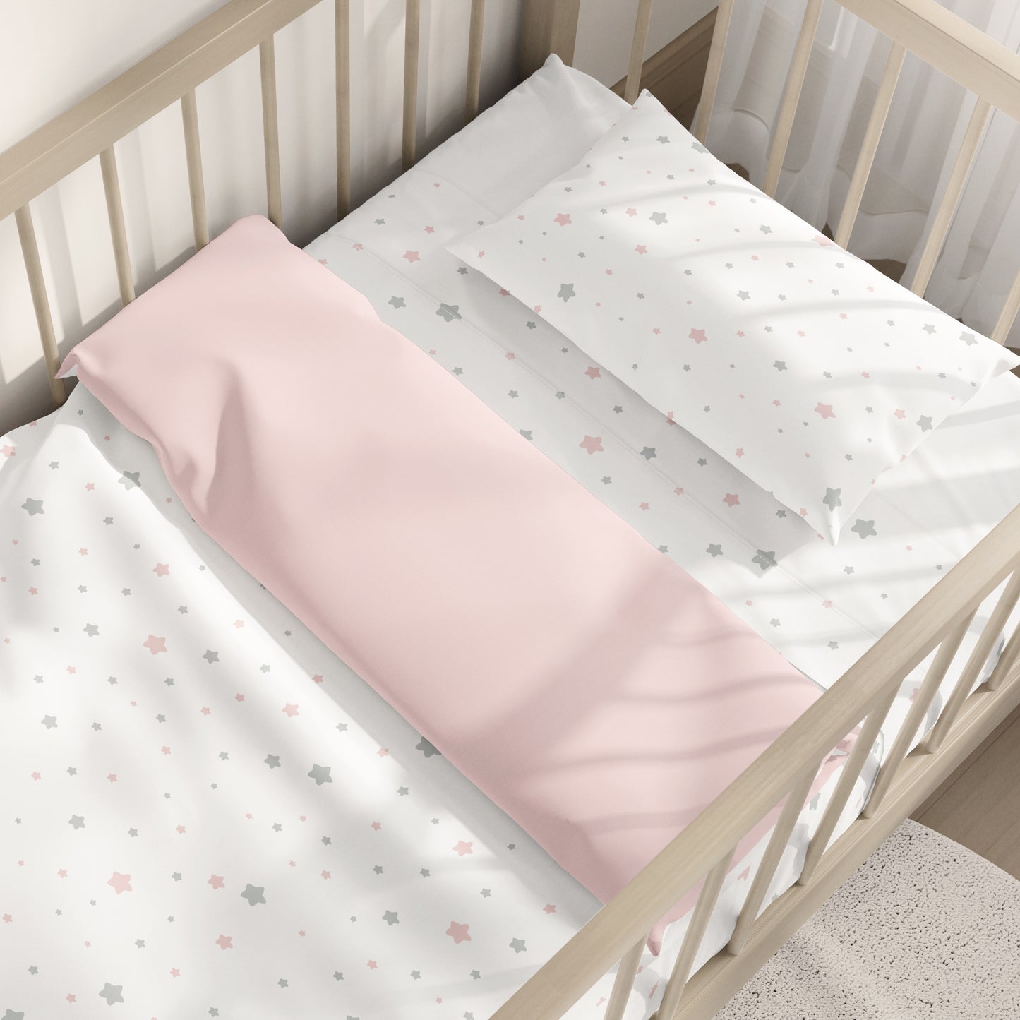 Pink Star Crib Duvet Cover