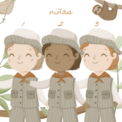 Lámina Infantil Safari Chic Elefante Niña Nombre Personalizado