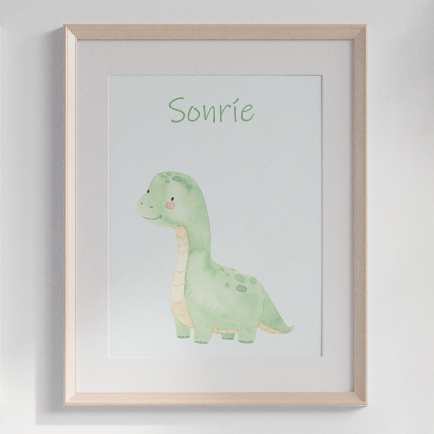 Lámina Infantil Dinosaurio frase Sonríe