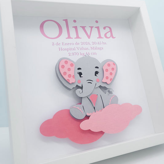 Cuadro 3D Personalizado Elefante