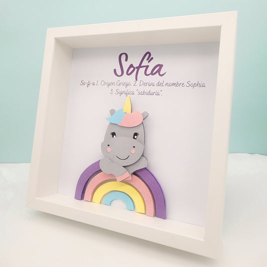 Cuadro 3D Personalizado Unicornio