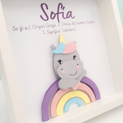 Cuadro 3D Personalizado Unicornio